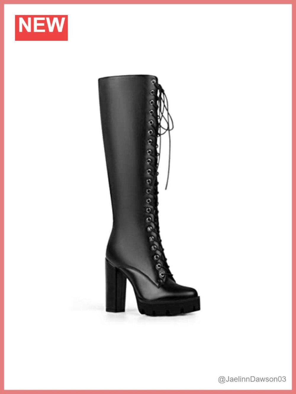 Women's Knee High Lace Up Platform Boots Chunky Heel Boots